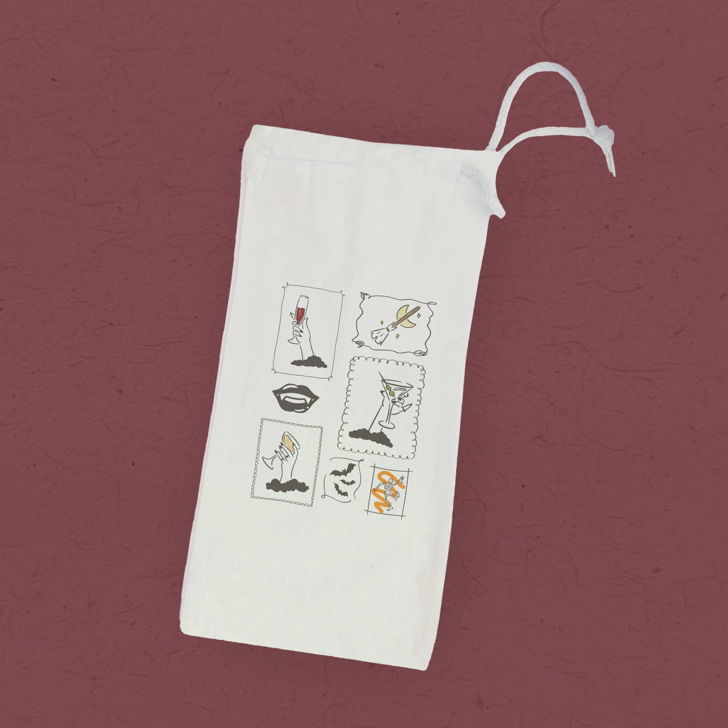 Ghouls Stamps - Halloween Canvas Wine Bag