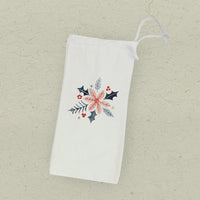 Hand Drawn Pink Poinsettia - Canvas Wine Bag