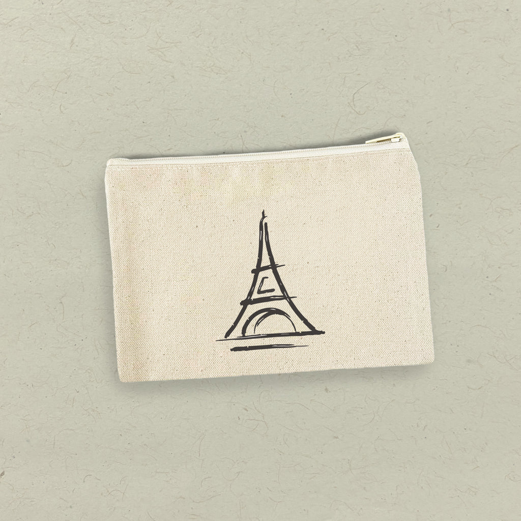 Simple Eiffel Tower - Canvas Zipper Pouch