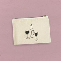 Wine and Glasses - Canvas Zipper Pouch