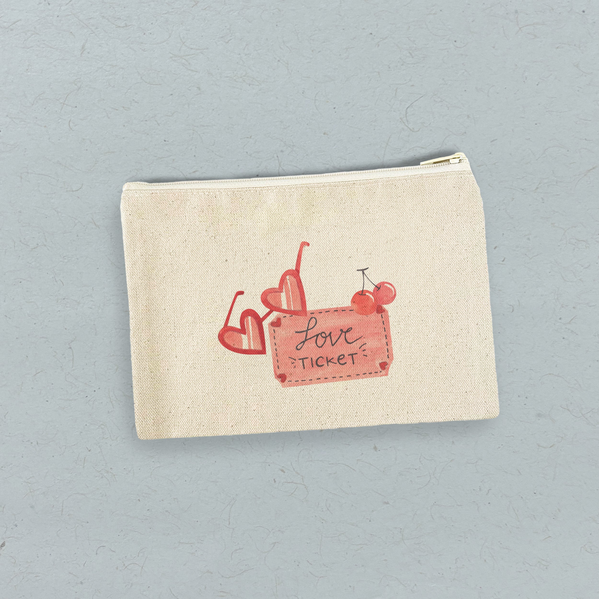 Love Ticket - Valentine's Canvas Zipper Pouch