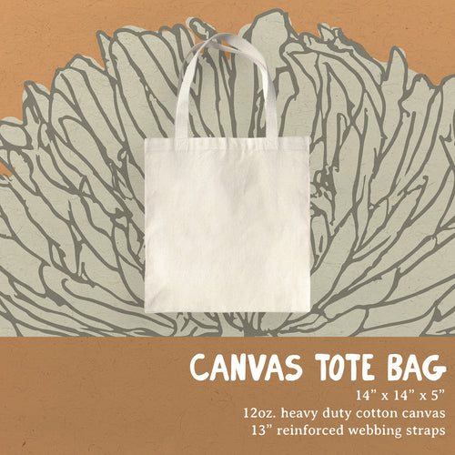 Bird with Flower Silhouette - Custom Canvas Tote Bag