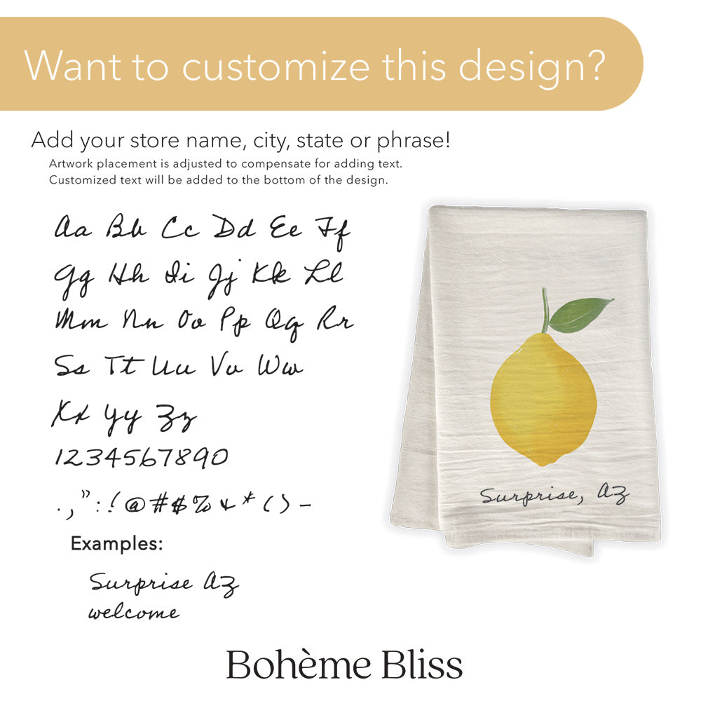 Blue Hand Drawn Tulip - Customizable Cotton Tea Towel