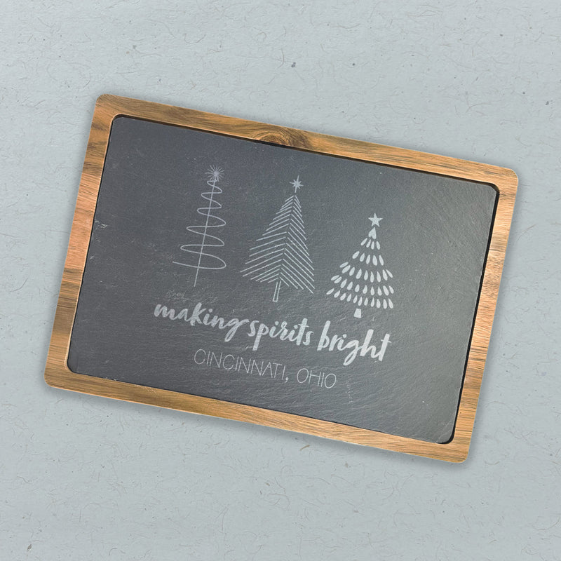 Making Spirits Bright - Custom Slate Serving Board