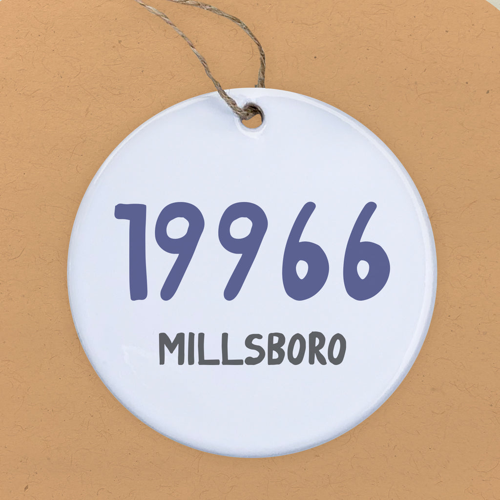 Blue Zip Code and City - Custom Ornament