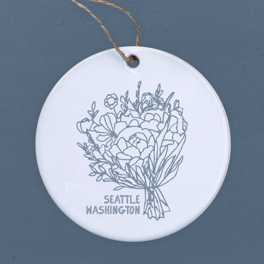 Hand Drawn Bouquet City State - Custom Ornament