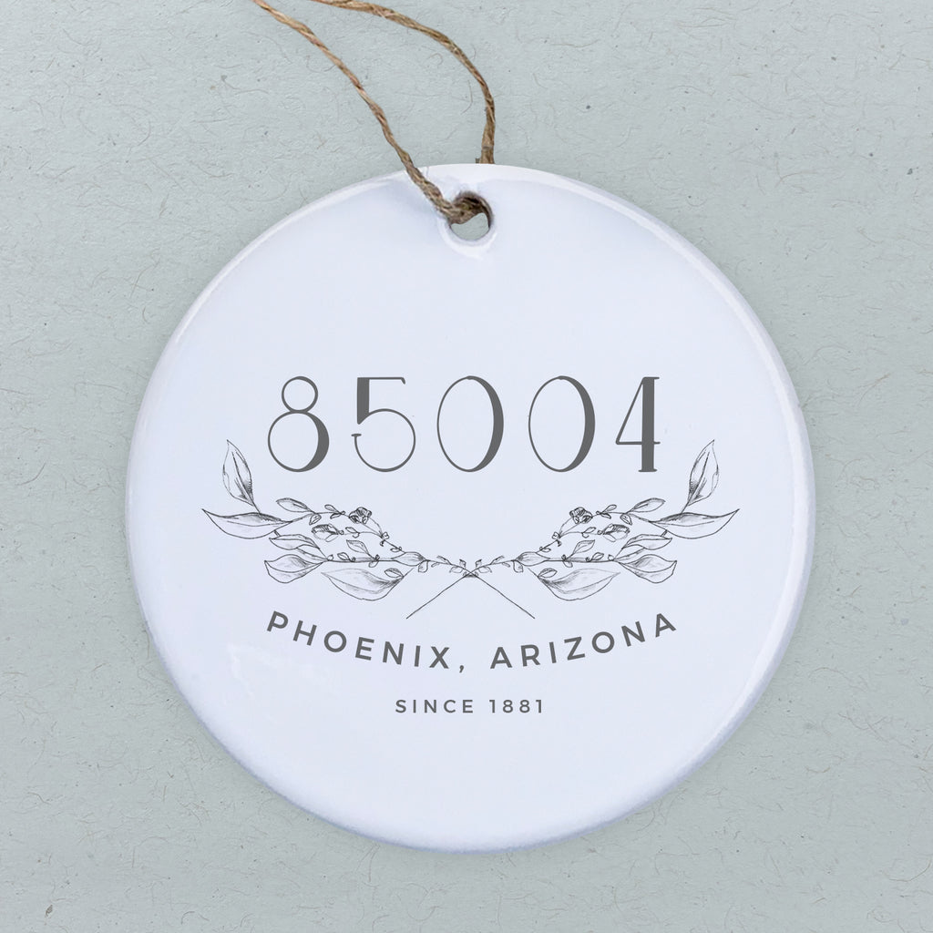 Hand Drawn Branches City State Zip Est - Custom Ornament
