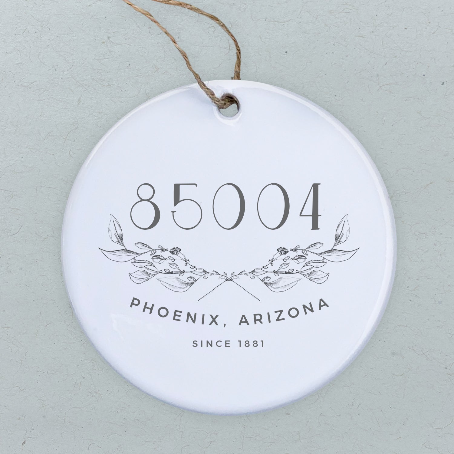 Hand Drawn Branches City State Zip Est - Custom Ornament