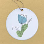 Blue Hand Drawn Tulip - Ornament