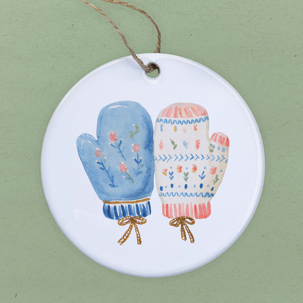 Nordic Floral Mittens - Ornament