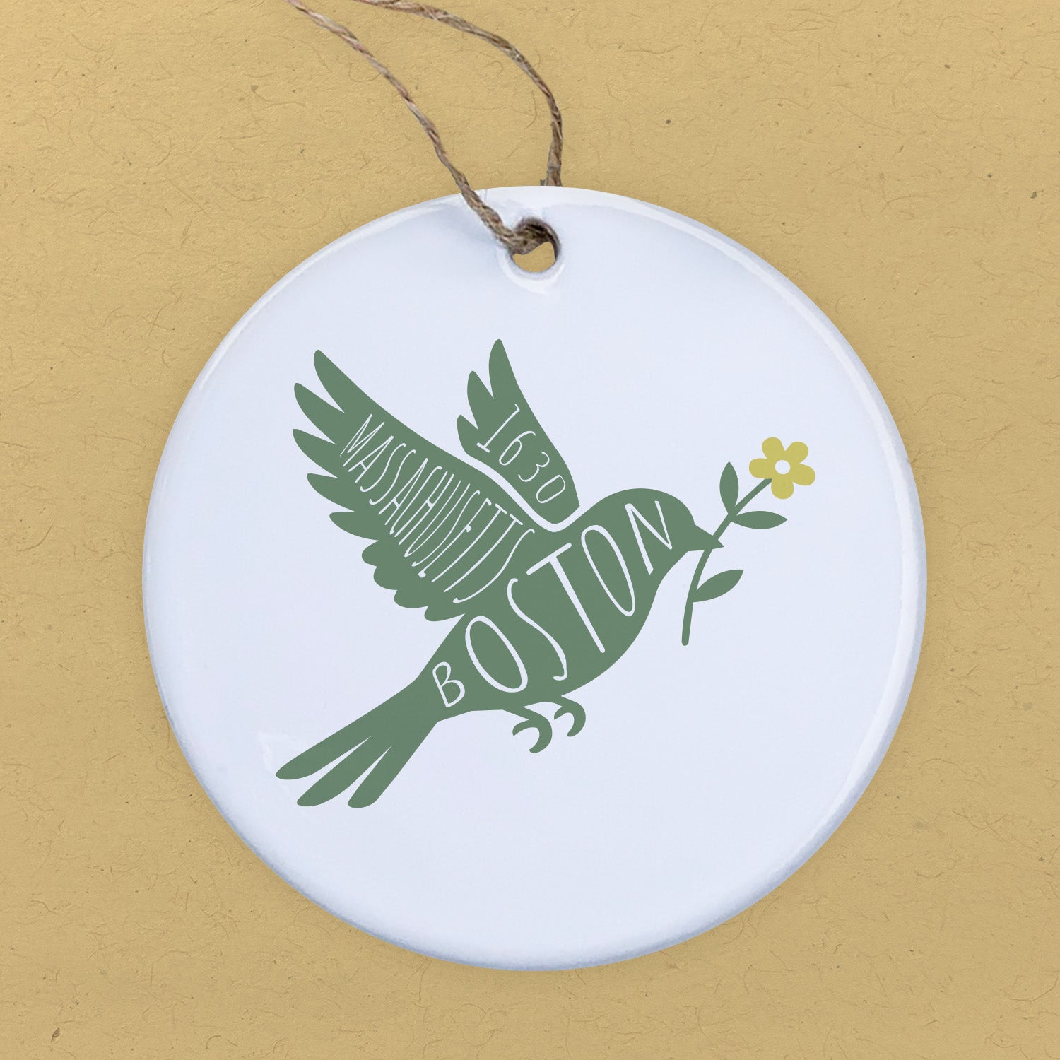 Bird with Flower Silhouette - Custom Ornament