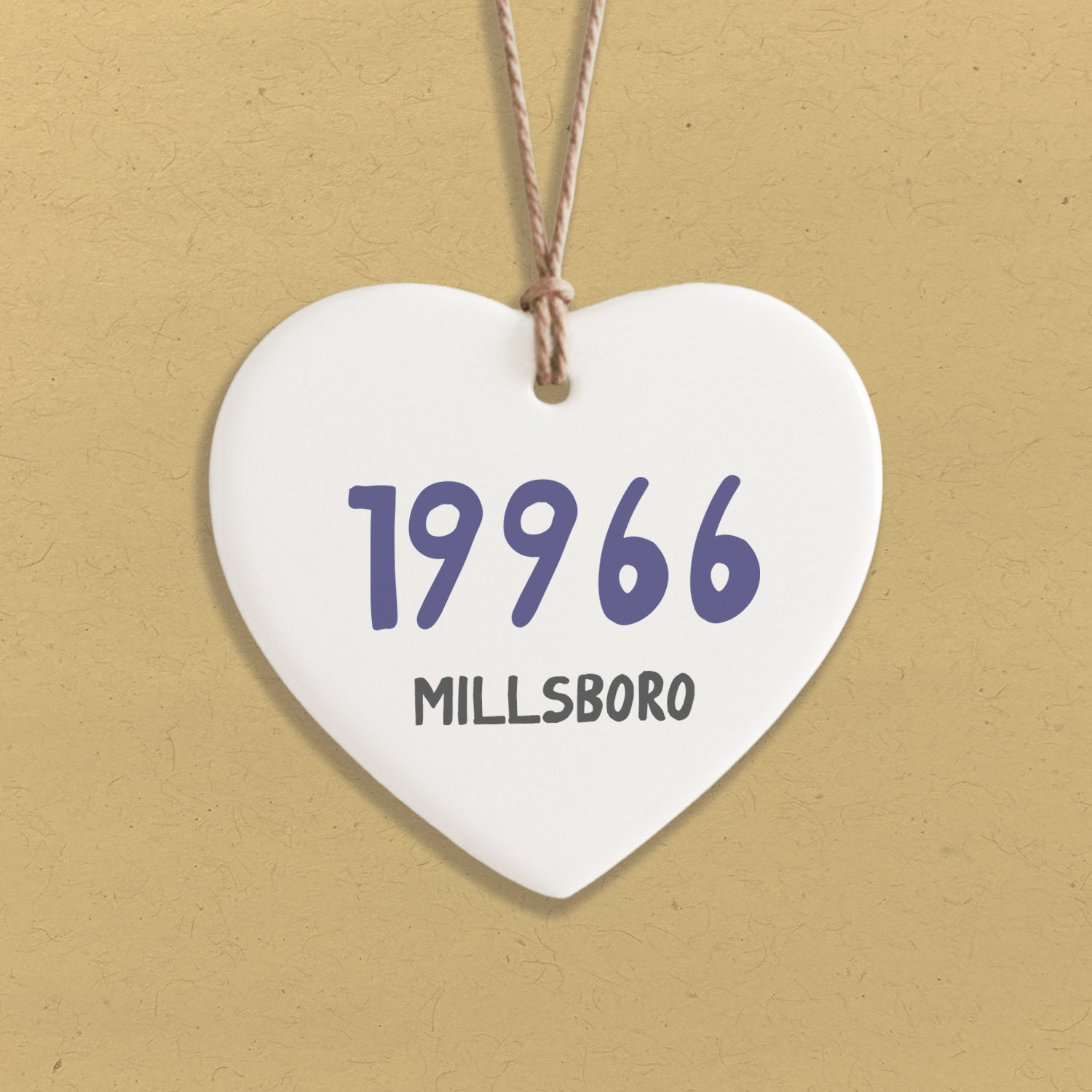 Blue Zipcode City - Custom Heart Shaped Ornament