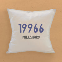 Blue Zip Code and City - Square Canvas Pillow