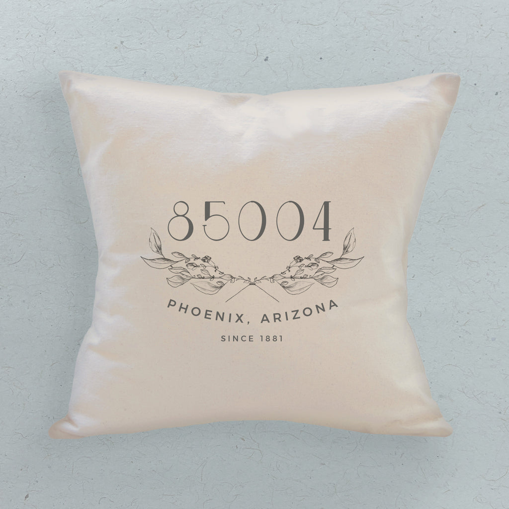 Hand Drawn Branches City State Zip Est - Custom Square Canvas Pillow