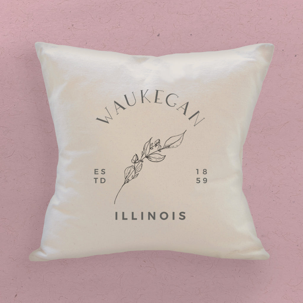 Hand Drawn Branch City State Est - Custom Square Canvas Pillow