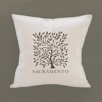 Tree with City - Square Canvas Pillow