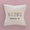 Vibrant Tiles w/ City, State, Zip - Square Canvas Pillow