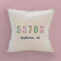 Vibrant Tiles w/ City, State, Zip - Custom Square Canvas Pillow