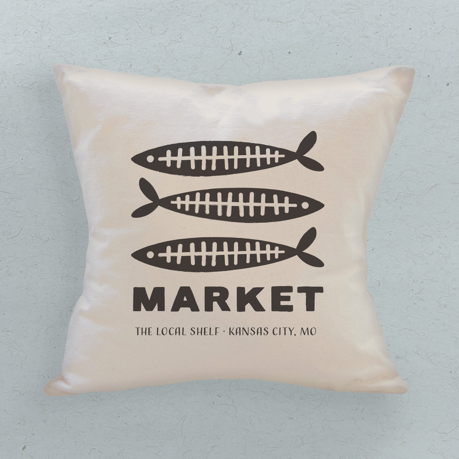 Fish Bone Market - Custom Square Canvas Pillow