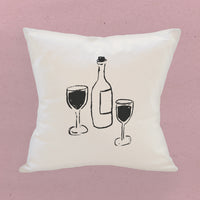 Wine and Glasses - Square Canvas Pillow