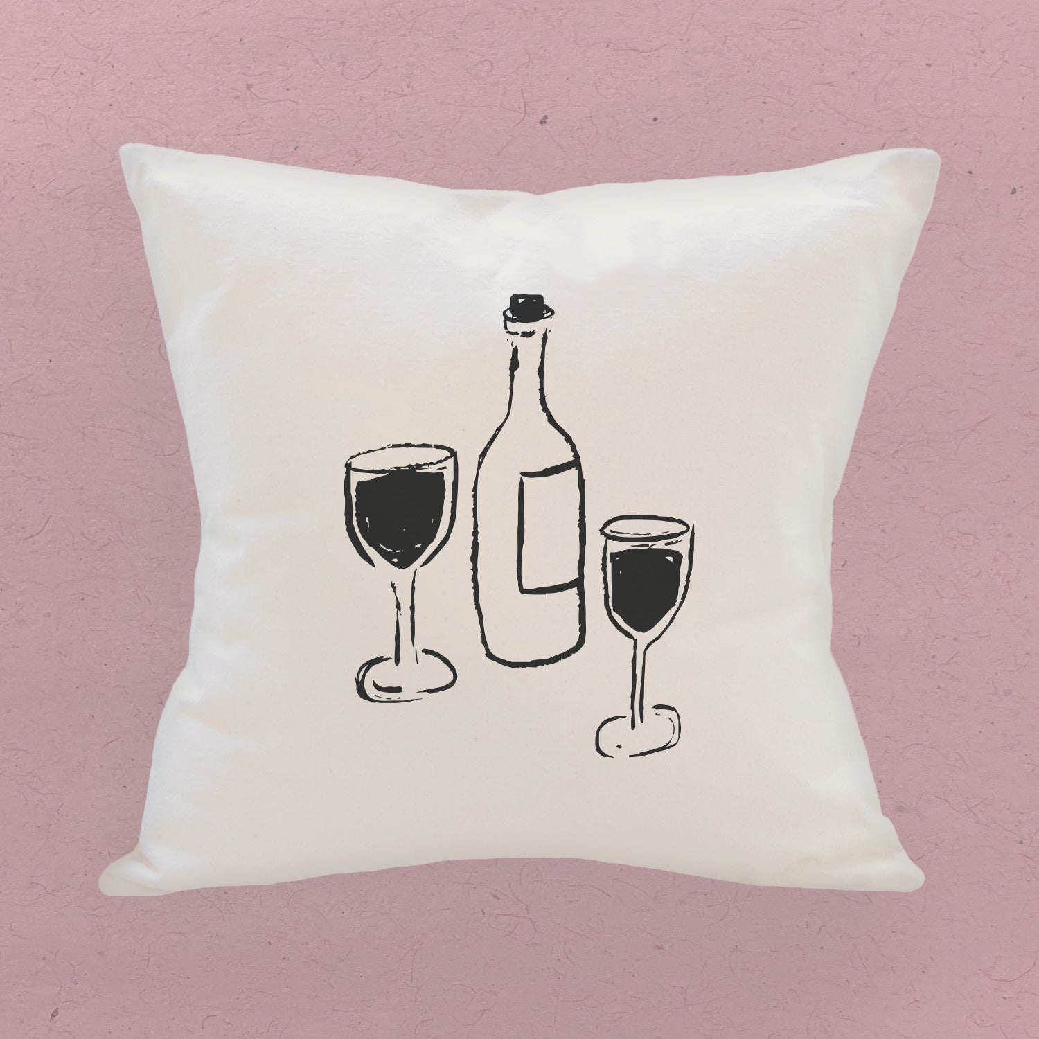 Wine and Glasses - Square Canvas Pillow