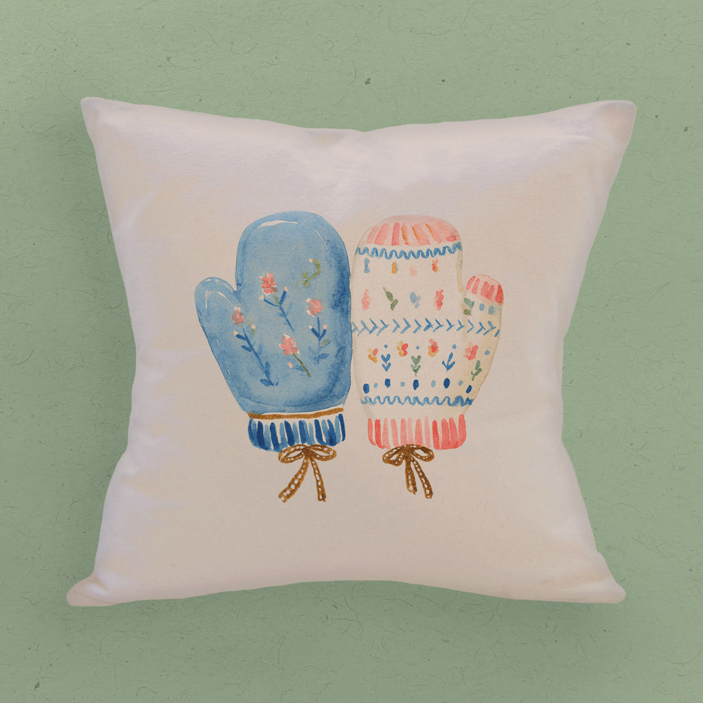 Nordic Floral Mittens - Customizable Square Canvas Pillow