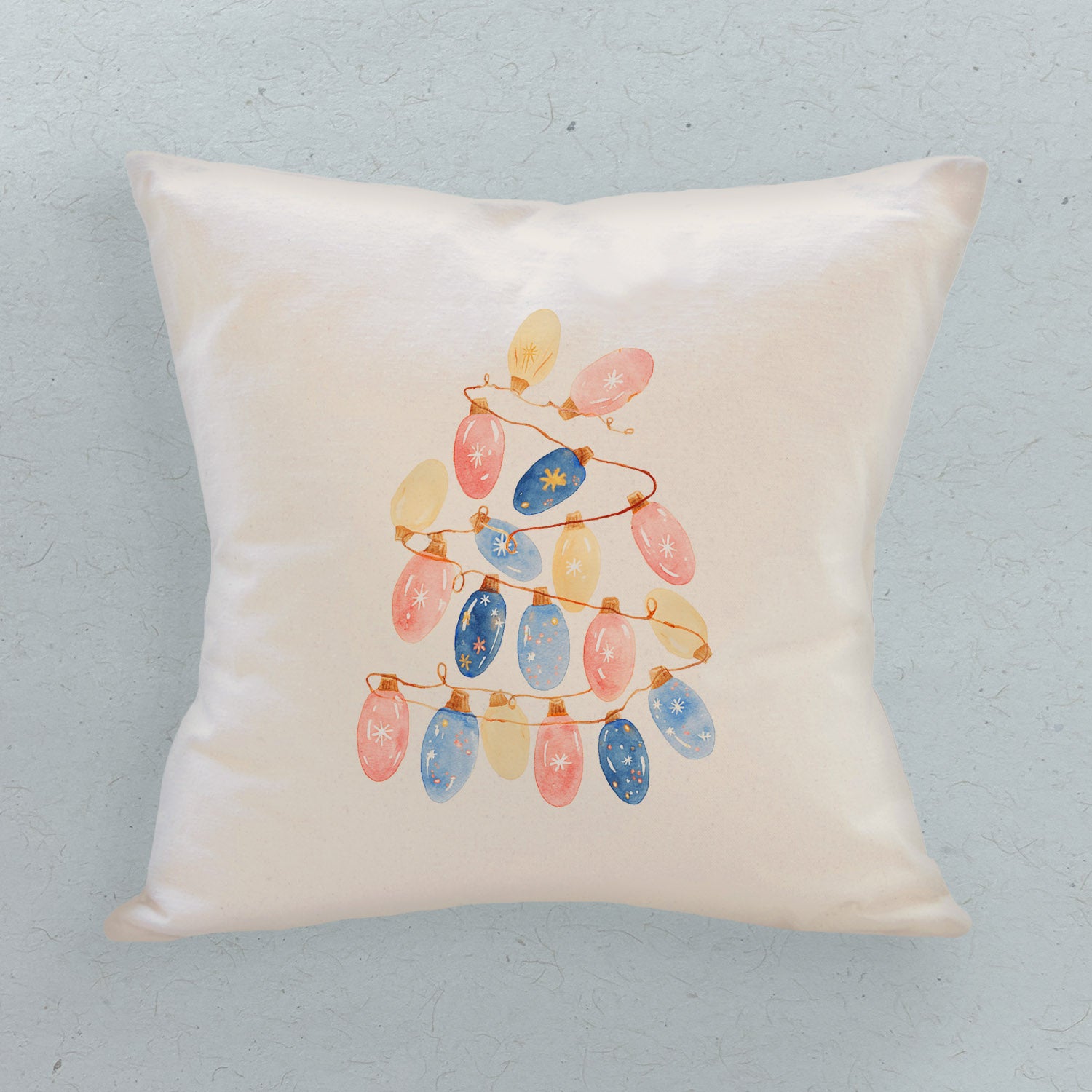 Twinkling Lights Tree - Customizable Square Canvas Pillow