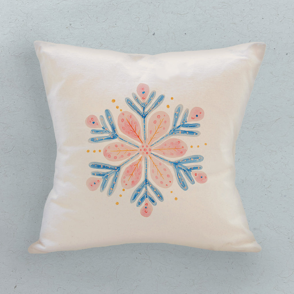 Winter Bloom Snowflake - Customizable Square Canvas Pillow