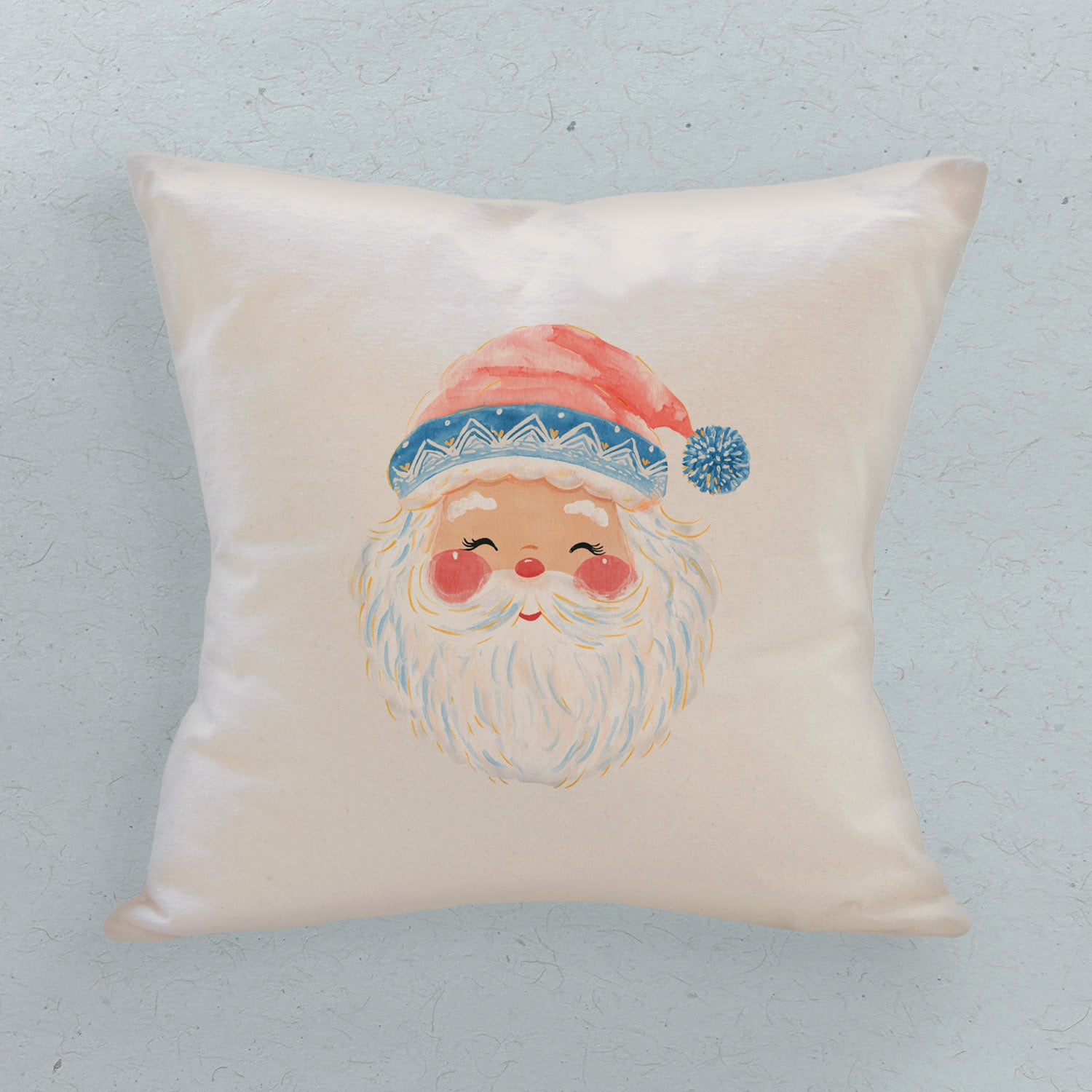 Rosy Cheeked Santa - Customizable Square Canvas Pillow