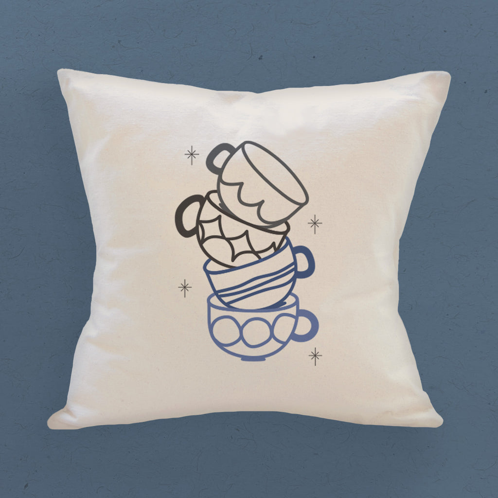 Shiny Coffee Cups - Square Canvas Pillow