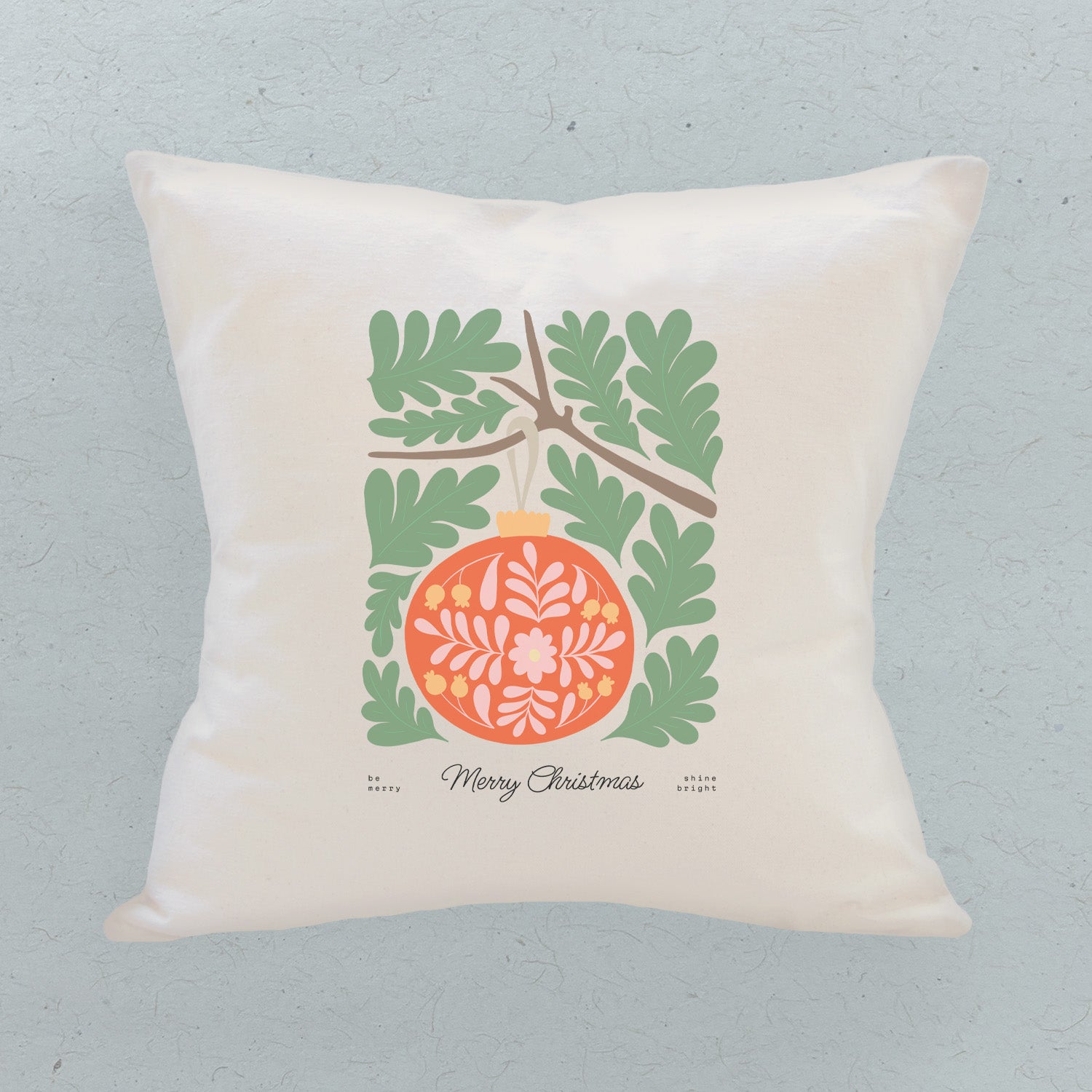 Merry Christmas Ornament - Square Canvas Pillow