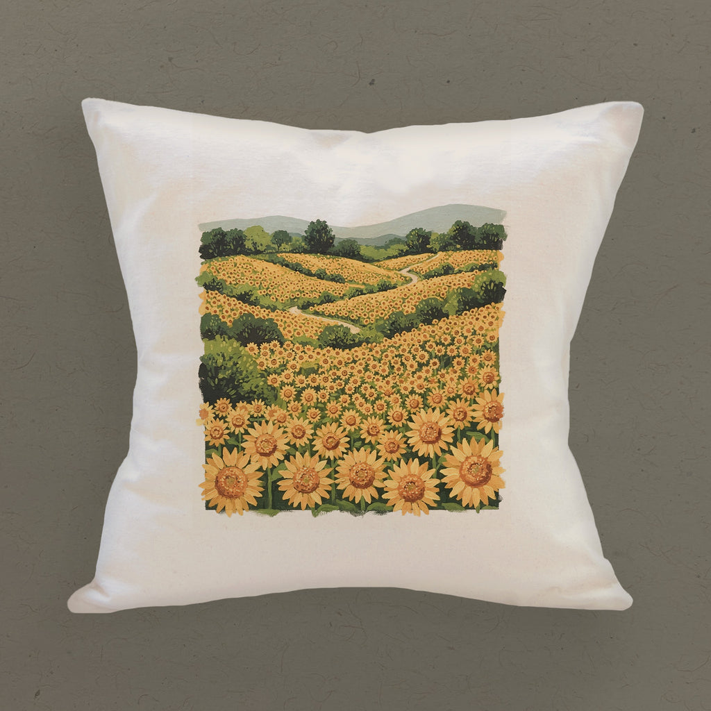 Sunflower Field - Oil Painting - Square Canvas Pillow