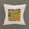 Sunflower Field - Oil Painting - Square Canvas Pillow