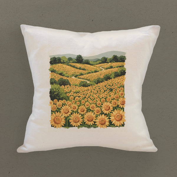 Sunflower Field - Oil Painting - Square Canvas Pillow