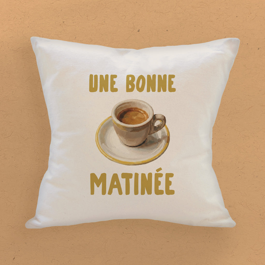 Une Bonne Matinee - Espresso - Square Canvas Pillow