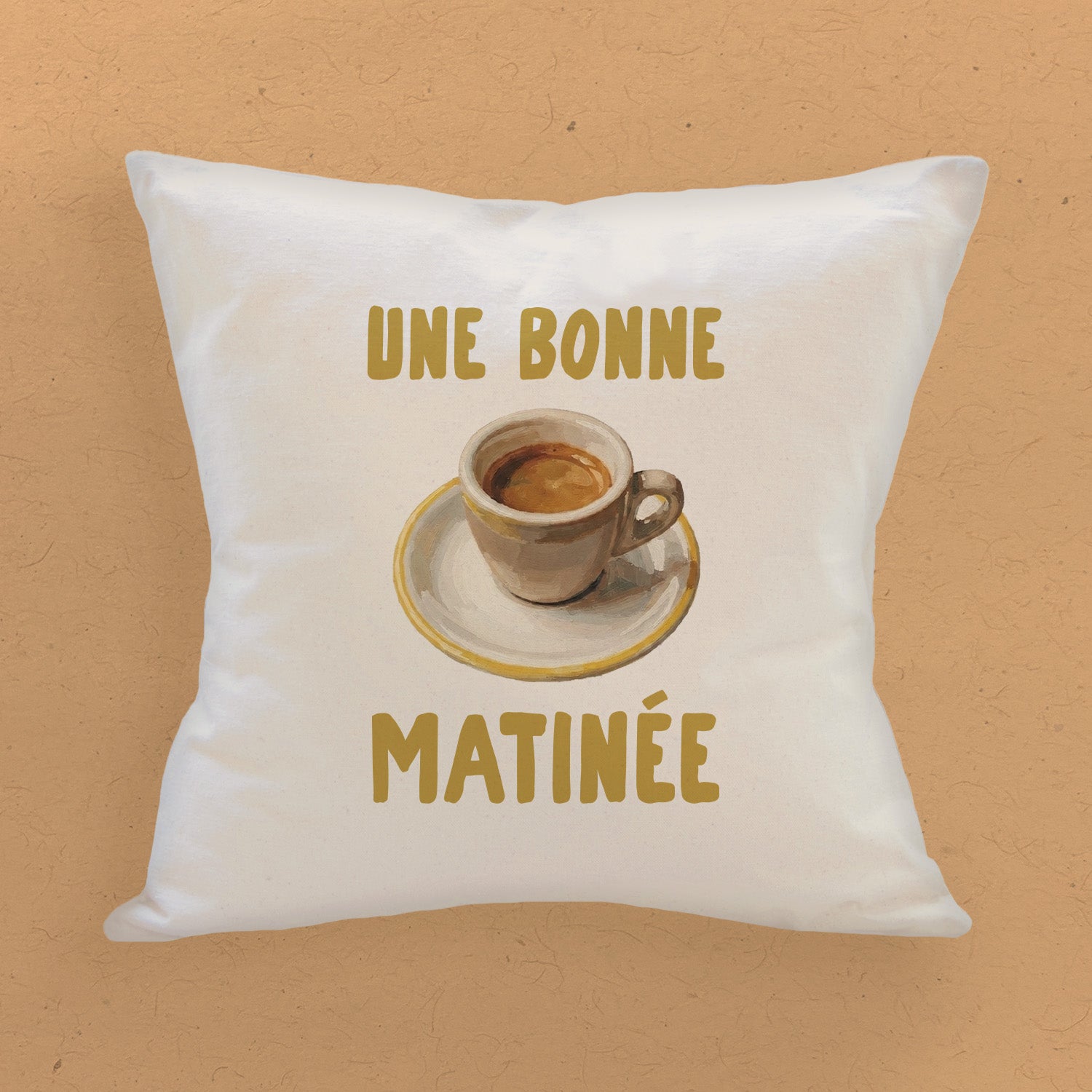 Une Bonne Matinee - Espresso - Square Canvas Pillow