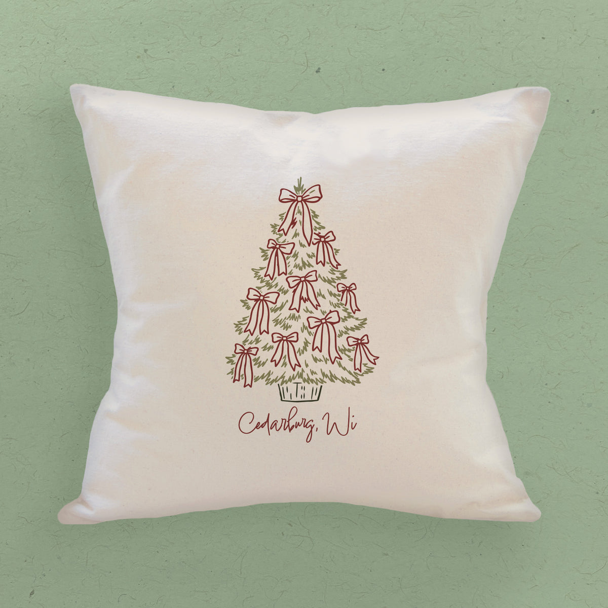 Christmas Tree with Bows - Custom Square Canvas Pillow