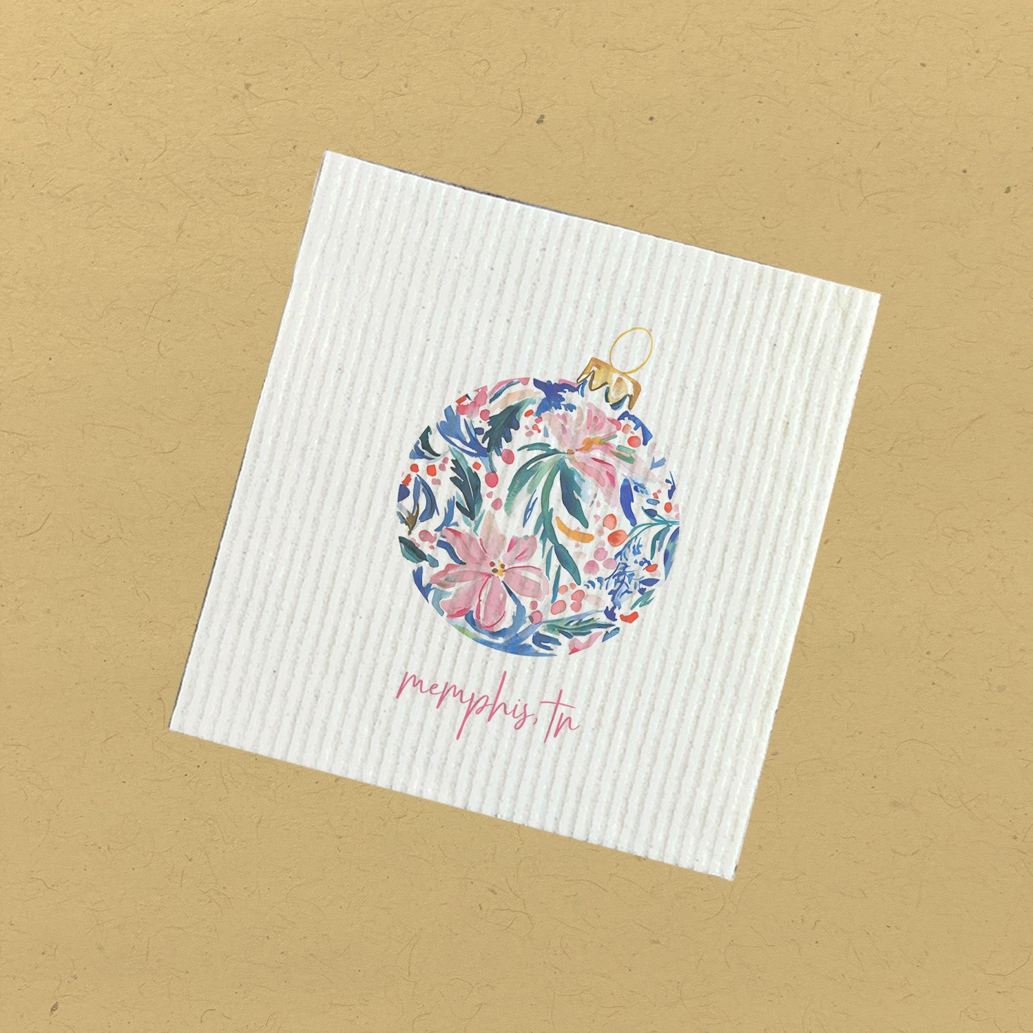 Painted Floral Ornament - Custom Swedish Dish Cloth