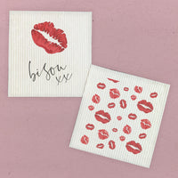 Bisou xx - Valentine's Day 2pk Swedish Dish Cloth