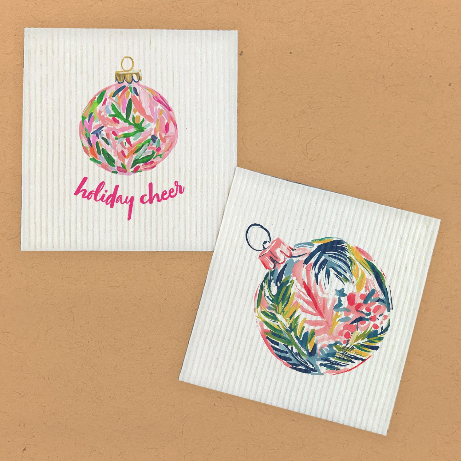 Holiday Cheer Christmas Ornaments - 2pk Swedish Dish Cloth
