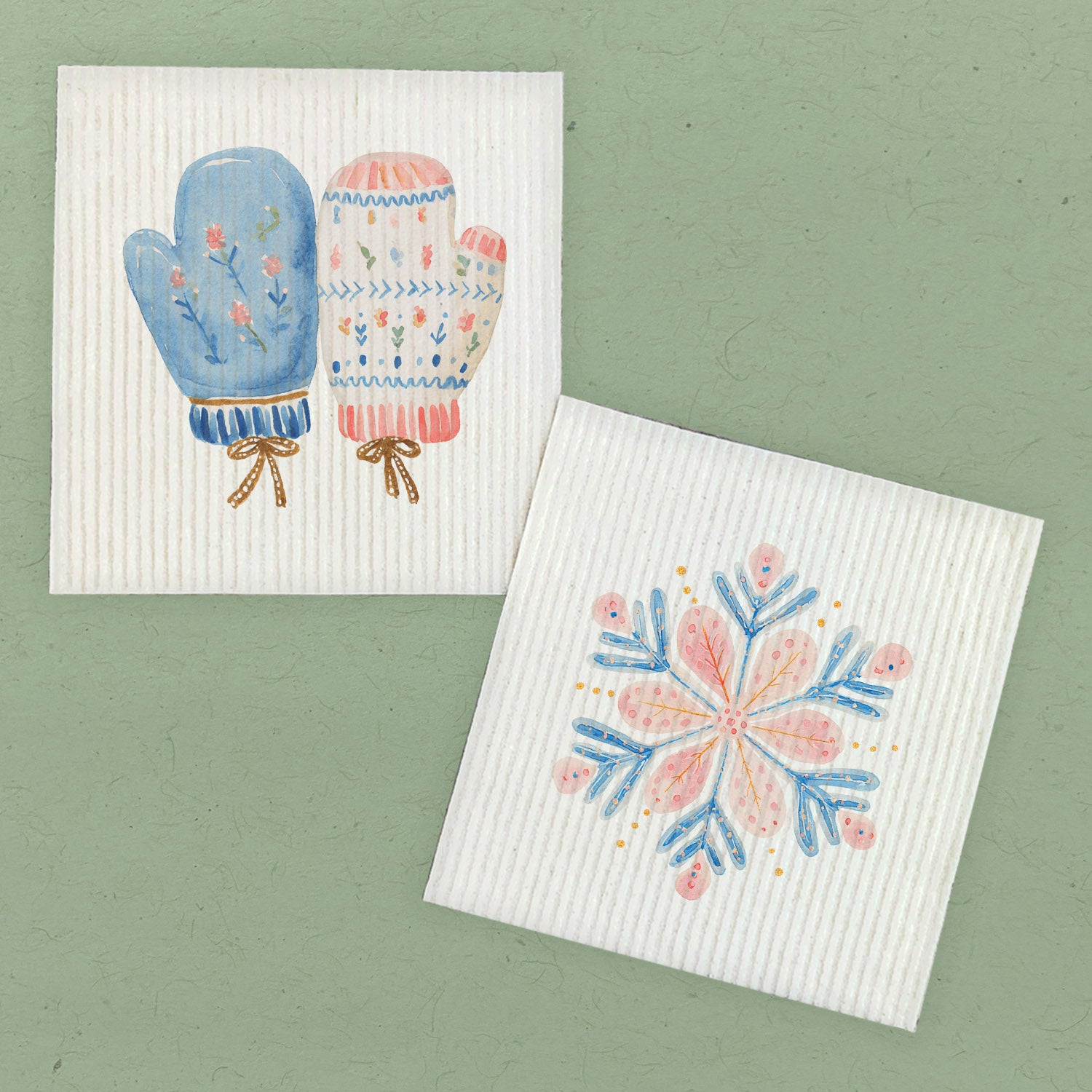 Nordic Floral Mittens - 2pk Swedish Dish Cloth