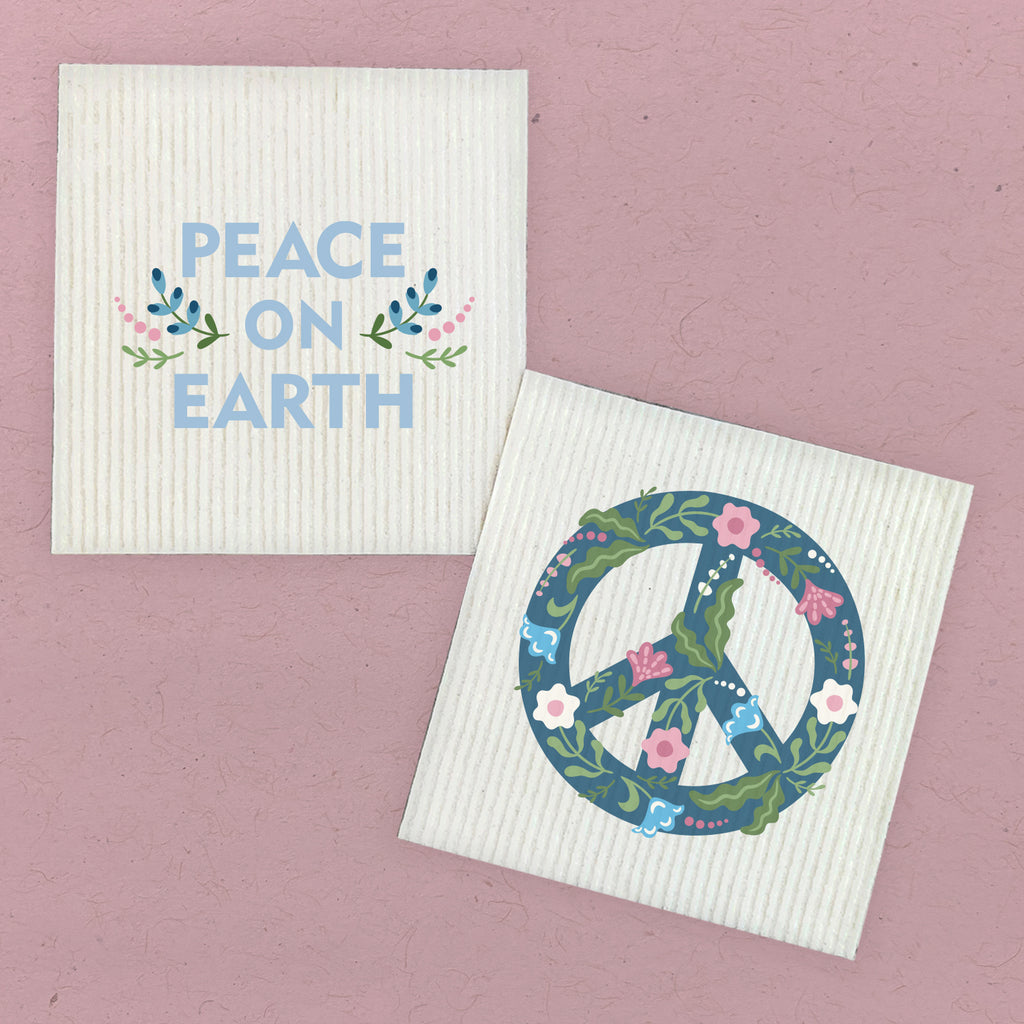 Peace on Earth, Floral Peace  - 2pk Swedish Dish Cloth