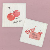 Set of Ma Cherie and Love Ticket - Valentine's 2pk Swedish Dish Cloth