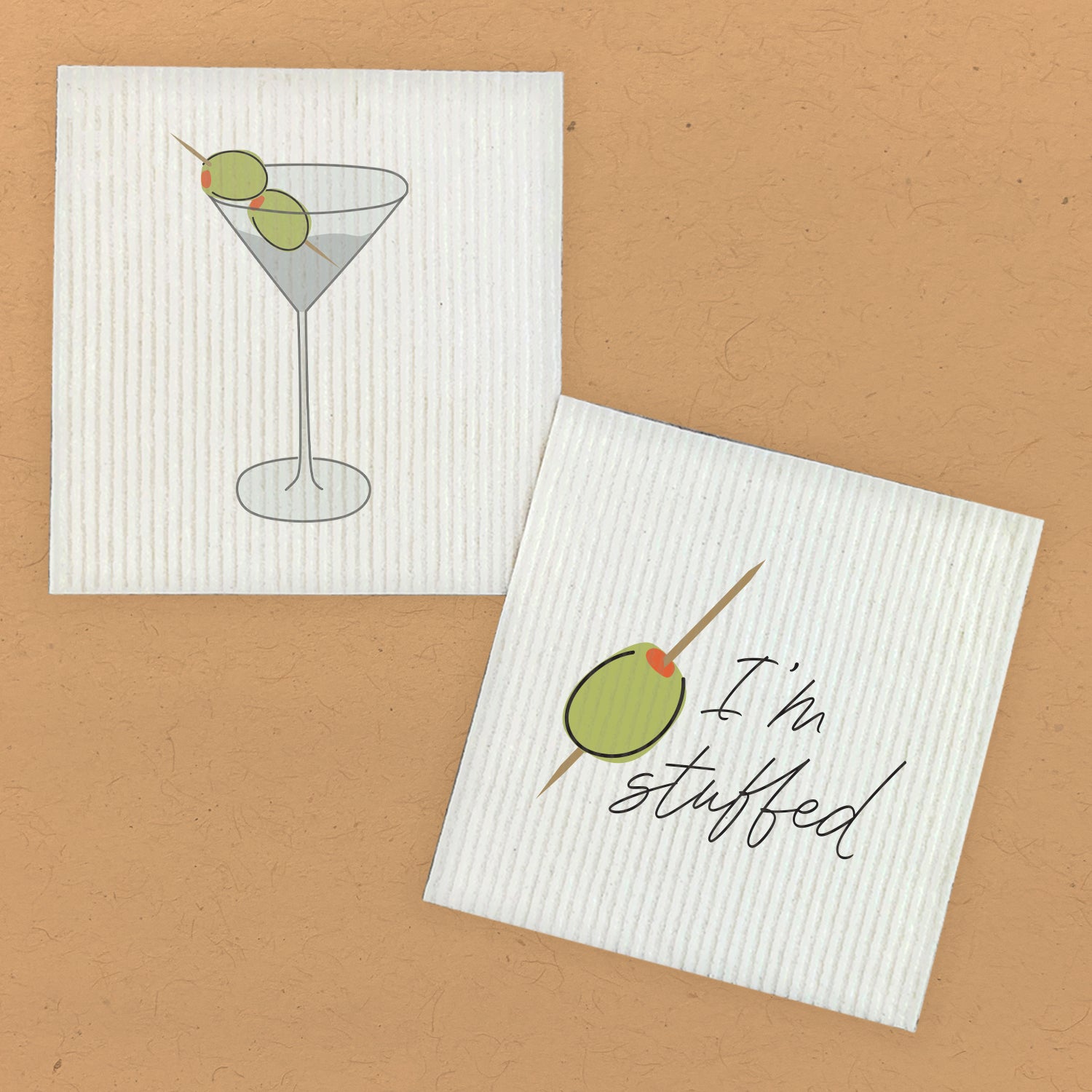 Martini's And Olives - 2pk Swedish Dish Cloth