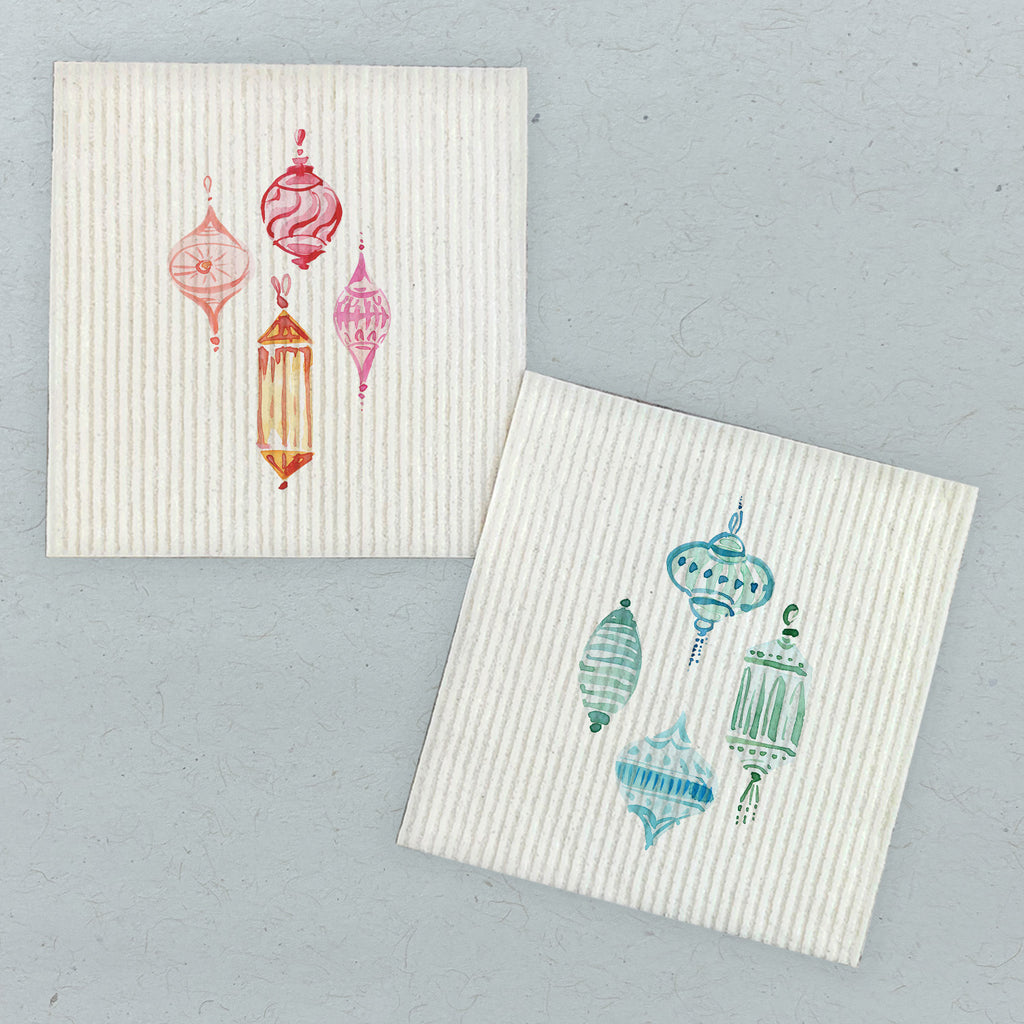 Pink and Blue Ornaments  - 2pk Swedish Dish Cloth