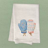 Nordic Floral Mittens - Customizable Cotton Tea Towel