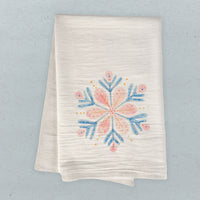 Winter Bloom Snowflake - Customizable Cotton Tea Towel
