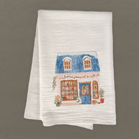 Cozy Winter Storefront - Customizable Cotton Tea Towel
