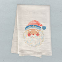 Rosy Cheeked Santa - Customizable Cotton Tea Towel