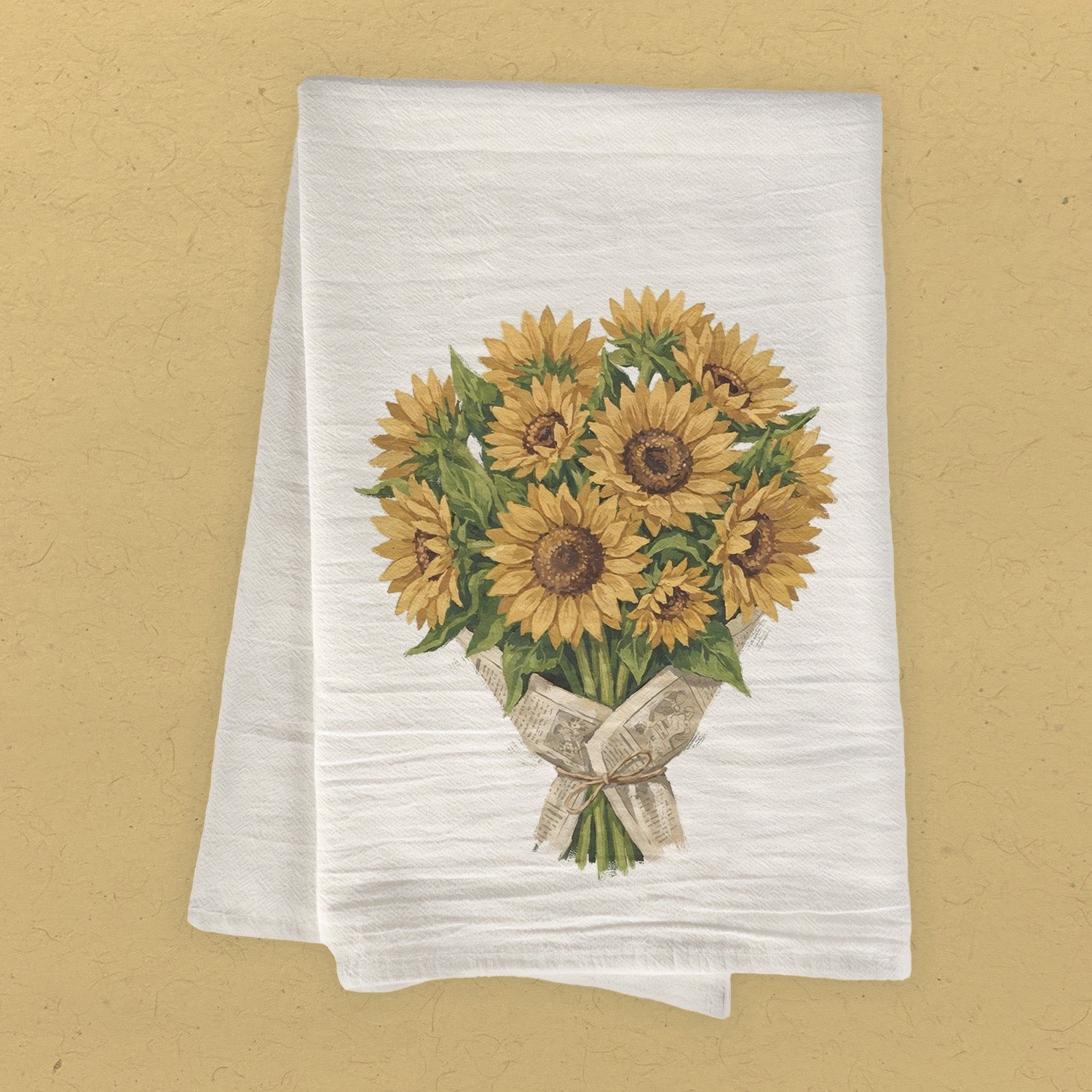 Sunflower Bouquet - Painting - Cotton Tea Towel